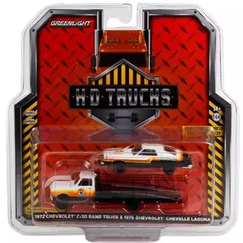 GREENLIGHT Greenlight Scale HD Truck 1972 Chevy Ramp Truck с 1976 Chevrolet Chevelle Laguna Sweet All 164 C-30 -