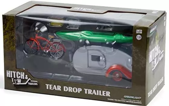 Greenlight TEARDROP TRAILER IN SILVER TRIM Greenlight TEARDROP TRAILER IN SILVER TRIM 124 W/ORANGE 124 W/ORANGE