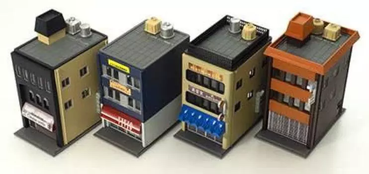 Greenmax N gauge коммерческое здание 3 этажа отремонтированное 4 здания в комплекте 2219 версия принадлежностей для железнодорожной модели,