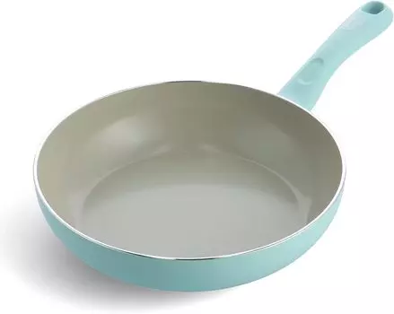 Greenpan Green Chef Frying IH Керамическая внутренняя часть и простая в использовании сковорода No Harmless Earth Mint Green, 26 см, совместимая, обработка, антипригарное покрытие снаружи, чистая, мятный зеленый