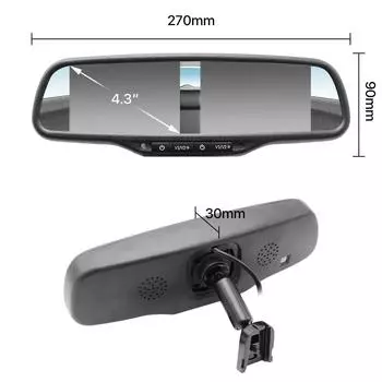 GreenYi 4,3-дюймовый двойной HD-дисплей, автомобильный монитор заднего вида, зеркало заднего вида, монитор для камеры заднего вида, 4-канальный видеовход