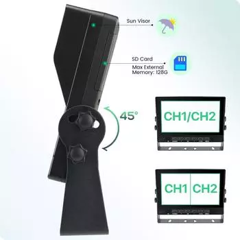 GreenYi 7-дюймовый IPS экран 2 канала AHD IP66 водонепроницаемый монитор запись DVR с AHD1080P грузовик автобус передняя задняя камера заднего вида None