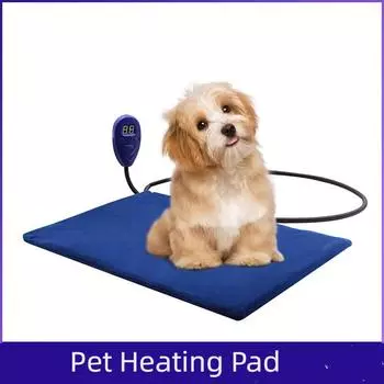 Грелка для домашних животных,Электрическая грелка для собак и кошек, обогревающий коврик для дома с автоматическим отключением питания D30cm-EU Plug синий