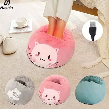 Грелка для ног USB Грелка для ног Электрическая грелка для ног Быстро нагреваемая грелка для ног Мягкая плюшевая электрическая грелка для ног Нагреватель для дома зелёный