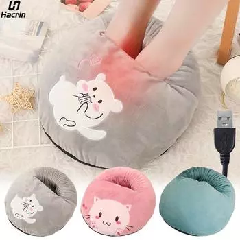 Грелка для ног USB-нагреватель для ног Мягкая плюшевая электрическая грелка для ног Нагреватель для дома с постоянной температурой подогрева ног зелёный