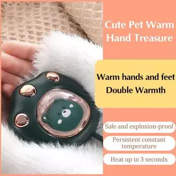 Грелка для рук Cat Paw, перезаряжаемая встроенная батарея для студентов, портативный USB-обогреватель Winer, грелка для женских рук белый