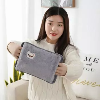 Грелка для рук, тепловой пакет, милая перезаряжаемая электрическая сумка для горячей воды, безопасная многоразовая грелка из кроличьего меха зелёный