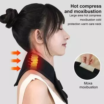 Грелка для шеи с 3 уровнями нагрева, массажная электрическая грелка для шеи для облегчения боли, зарядка через USB, грелка для плеч для снятия скованности шеи, улучшение циркуляции крови чёрный