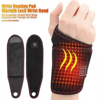 Грелка для запястья, электрическая грелка для запястья, 3 уровня нагрева, бандаж для рук, облегчение боли при артрите чёрный