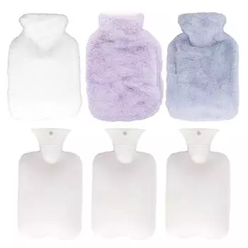 Грелка с двойным карманом из ПВХ, моющийся чехол, емкость 1000 мл, теплая водонепроницаемая сумка для дома White