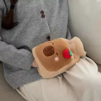 Грелка Съемная грелка для впрыска воды Капибала Плюшевая грелка для рук Герметичная офисная общежитие Бытовая теплая сумка темно-коричневого