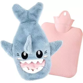 Грелка с плюшевой мягкой крышкой, сумка для горячей воды емкостью 1 литр для женщин, пожилых людей, детей