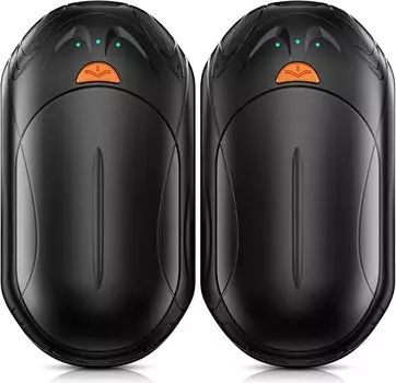 Грелки для рук, перезаряжаемые, 2 шт., 6000 мАч, перезаряжаемая грелка для рук, 20 ч, электрическая грелка для рук, портативный карманный обогреватель, карманный размер грелка для рук 2 Pack чёрный