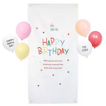 GRESATEK День рождения Гобелен Украшение на день рождения Воздушные шары Гирлянда Украшение на стену Фотобудка Половина дня рождения Мальчики Девочки Макарон Цвет