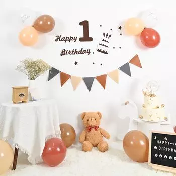 GRESATEK Украшение на день рождения Воздушный шар Воздушный шар с цифрой 1 1 год С днем рождения С днем рождения Украшение на стену из фетра Ткань Флаг Гирлянда Украшение