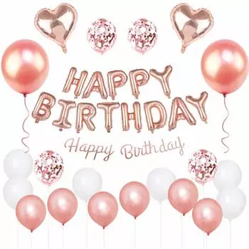 GRESATEK Украшение на день рождения воздушными шарами Набор воздушных шаров С днем рождения С ДНЕМ РОЖДЕНИЯ Гирлянда с сердечками Воздушный шар с конфетти Наклейка с точками Лента для украшения