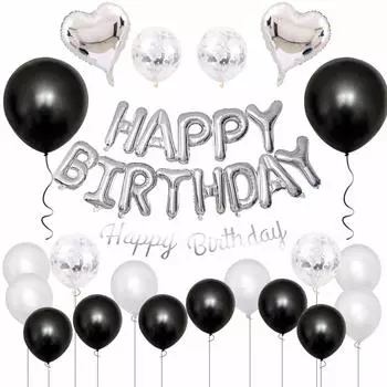 GRESATEK Украшение на день рождения воздушными шарами Набор воздушных шаров С днем рождения С Днем рождения Гирлянда с сердечками Воздушный шар с конфетти Наклейка с точками и лентой