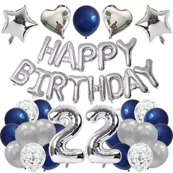 GRESATEK Украшение на день рождения воздушными шарами Набор воздушных шаров 22 года С днем рождения С ДНЕМ РОЖДЕНИЯ Гирлянда с сердечками Воздушный шар с конфетти Наклейка с точками