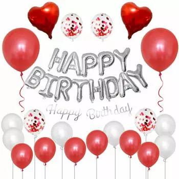 GRESATEK Украшение на день рождения воздушными шарами Набор воздушных шаров С днем рождения С Днем рождения Гирлянда с сердечками Воздушный шар с конфетти Наклейка с точками и лентой