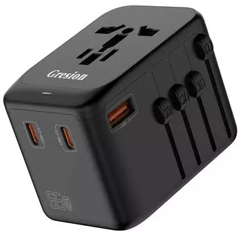 Gresion Conversion Plug PD 65W Быстрая зарядка Зарубежный дорожный трансформатор для зарядки 5 устройств одновременно Мульти-преобразовательный разъем для Macbook iPad