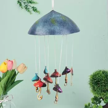 Гриб-колокольчик ручной работы из смолы, грибной колокольчик, колокольчик ветра, разноцветные грибы для наружного внутреннего декора, патио, балкона, сада