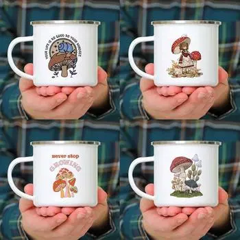 Грибная креативная эмалированная кружка для кофе и напитков, персонализированные подарочные кружки, фирменные кружки, забавная кружка для пива, необычная чашка для чая, посуда для путешествий 360ml