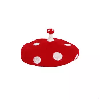 Грибная шляпа фетровый берет Хэллоуин теплый винтажный художник вечеринка сувениры ручной работы милый декор для девочки Head 49 to 54cm