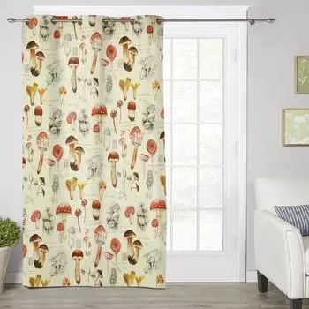 Грибное растение Винтажные современные оконные шторы для гостиной, спальни, кухни, шторы, занавески 135W x 60H(cm) x1