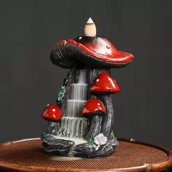 Грибной дом, курильница с обратным потоком, смола, ремесло, природа, тема, водопад, курильница, ароматерапевтический орнамент, домашний декор E