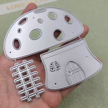 Грибной домик, дизайн, стиль, трафарет для резки металла для DIY, скрапбукинг, альбом, фототиснение, бумажная карта, ремесленный декор серебряный