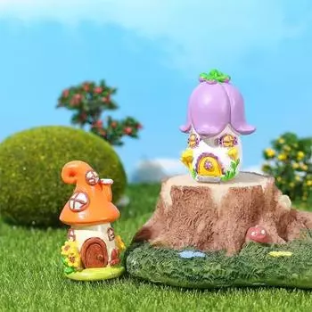 Грибной мини-домик, 3D подарки, однотонный прекрасный сказочный сад, красочный декор для рабочего стола, миниатюрные аксессуары B