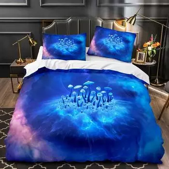 Грибной сказочный лес волшебный лилипутский грибной комплект постельного белья для мальчиков и девочек, двуспальный пододеяльник, наволочка, кровать для мальчика, взрослого 155x215cm 3pcs