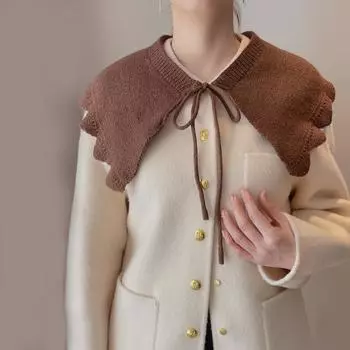 Грибок Край Маленький Плечо Шерстяной Трикотажный Мягкий Внешний Защитник Шеи Маленькая Шаль Тонкий Поддельный Воротник