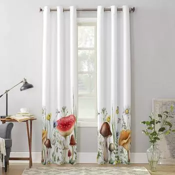 Грибы Цветы Растения Современные Шторы для Гостиной Спальня Шторы Кухня Обработка Жалюзи Шторы 135W x 60H(cm) x1