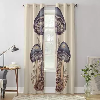 Грибы Листья Современные Шторы Для Гостиной Спальни Шторы Для Кухни Обработка Жалюзи Шторы 135W x 60H(cm) x1