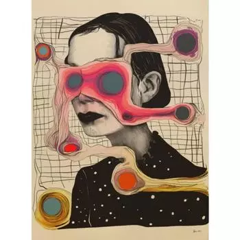 Grid Addiction Canvas Wall Art Surreal Art Beautiful Unique Painting Print Abstract Modern Surrealism Wall Decoration Canvas Art 21cm30cm NoFrame