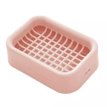 Grid Soap Box Bathroom Double-Layer Washstand Drain Soap Box Portable Water-Free Plastic Soap Box розовый