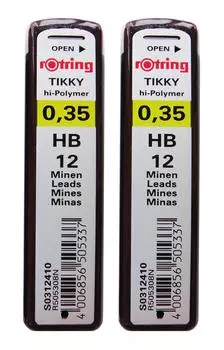 Грифель для механического карандаша Rotring Tikky, 12 стержней, 0,35 мм HB,