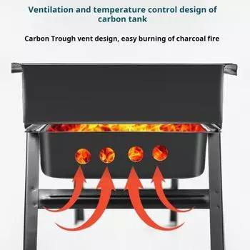 Гриль-барбекю Портативный складной угольный гриль для приготовления пищи на открытом воздухе Простая сборка и очистка Нержавеющий металлический гриль для кемпинга, пикников, пляжных вечеринок чёрный