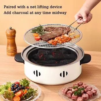 Гриль для барбекю Домашний гриль для кемпинга на открытом воздухе Угольная печь для барбекю Грили Сетчатый портативный бездымный гриль для барбекю Сковорода