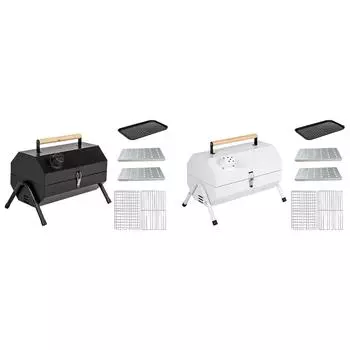 Гриль для барбекю с удобной ручкой, настольный гриль для кемпинга на открытом воздухе белый