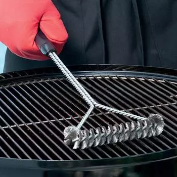 Гриль для барбекю, щетка для барбекю, инструмент для очистки, аксессуары для гриля, щетина из нержавеющей стали, антипригарные щетки для чистки, аксессуары для барбекю чёрный
