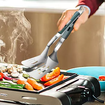 Гриль-зажим для стейков из нержавеющей стали с антипригарным покрытием Лопатки для готовки Двойные щипцы Флиппер