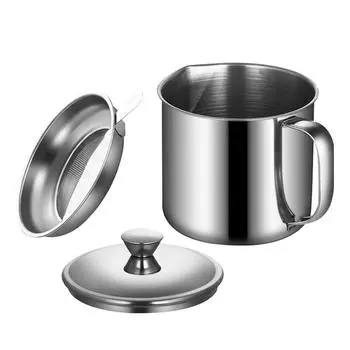 Grilling Accessories Stainless Steel Filter Cup Filtering Pot Oil Kitchen Grease Silver Tool 14.50X14.50X12.50CM серебряный