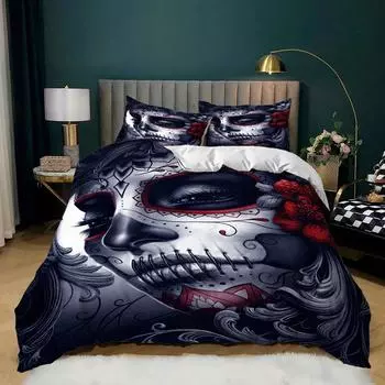 Grimace Clown Printed Bedding Kit Quilt Cover Pillowcase Single Halloween Three-Piece Set 135 * 200 (two-piece set) 90g