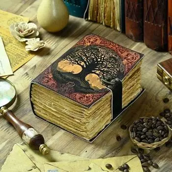 Гримуар кожаный журнал дерево жизни винтажный скетчбук для мужчин и женщин 7 x 5 in