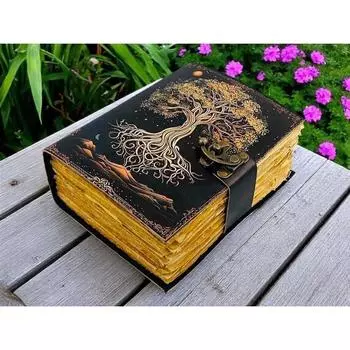 Гримуар кожаный журнал пустая книга заклинаний книга теней кожаный большой фотоальбом 7 x 5 in / 200 Pages