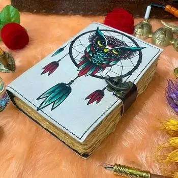 Гримуар ручной работы, винтажный кожаный журнал, пустая книга заклинаний теней, 200 страниц 7 x 5 in