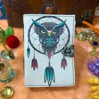 Гримуар ручной работы, винтажный кожаный журнал, пустая книга заклинаний теней, 200 страниц 7 x 5 in