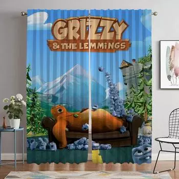 Grizzy and The Lemmings Home Interior Curtains for Living Room Blackout Curtain for Room 2 Panel Halloween Decoration Partition W50xH70cmx2pcs-CL